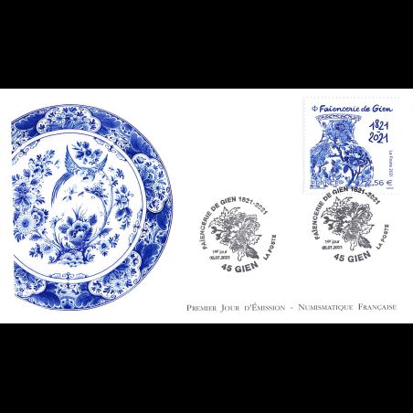 FDC LNF - Faïencerie de Gien. Vase Pivoines bleues - 2/7/2021