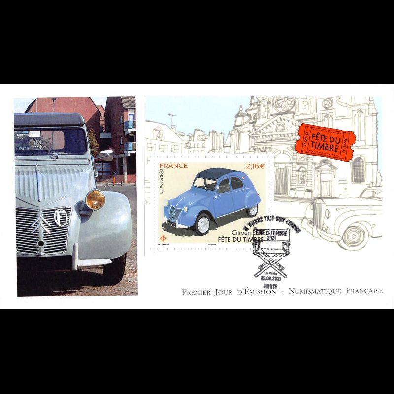 FDC LNF - Bloc fête du timbre. Citroën 2CV - 25/9/2021 Paris