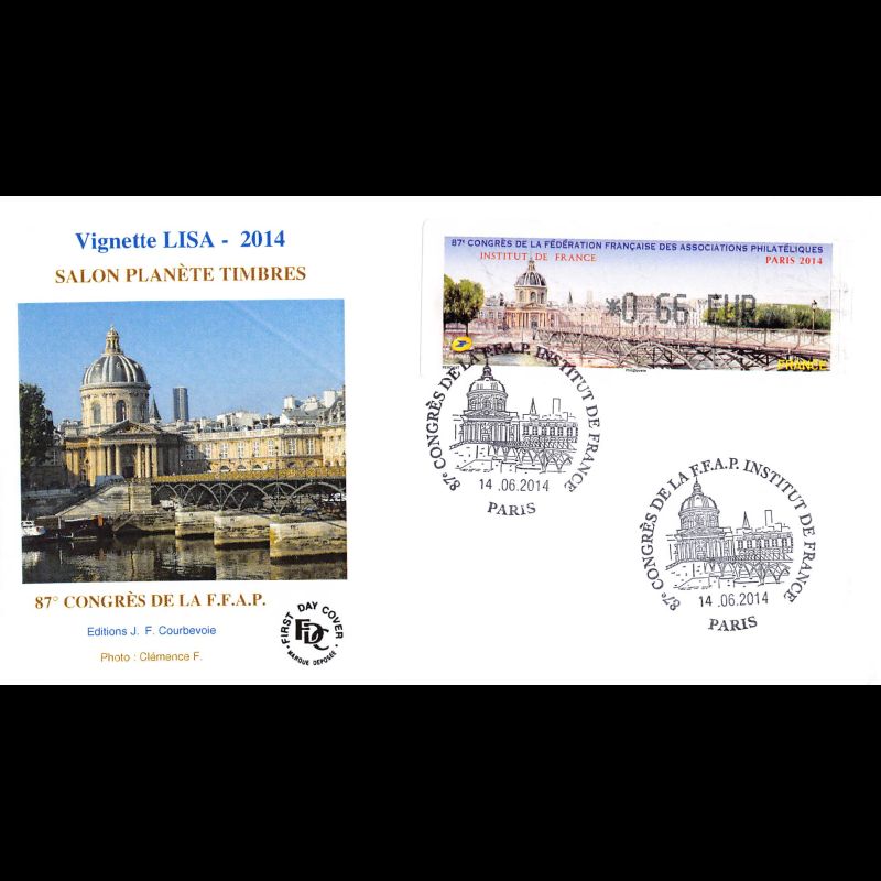 FDC JF LISA - Salon planète timbres (Institut de France) - 14/6/2014 Paris