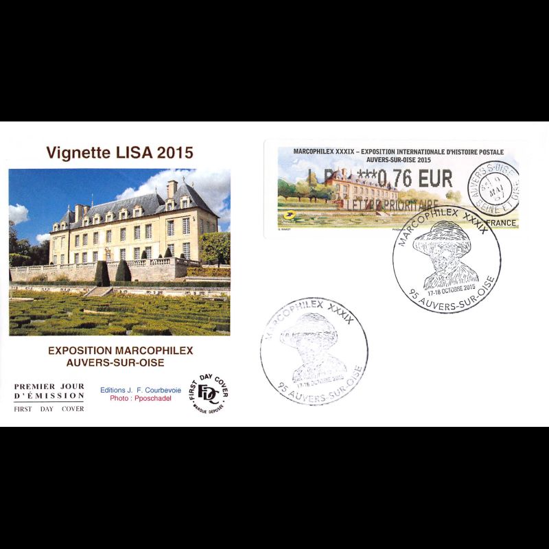 FDC JF LISA - Expo Marcophilex - 17-18/10/2015 Auvers-sur-Oise