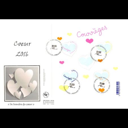FDC GF soie - Bloc coeur Courrèges 2016, oblit 15/1/2016 Paris