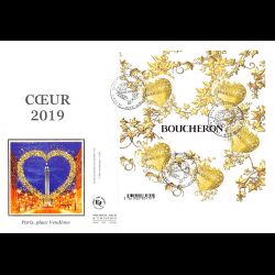 FDC GF soie - Bloc cœurs Lierre et monnaie Boucheron - 18/1/2019 Paris