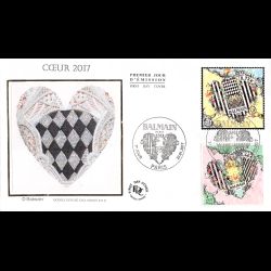 FDC soie - Coeurs Balmain - oblit 20/1/2017 Paris