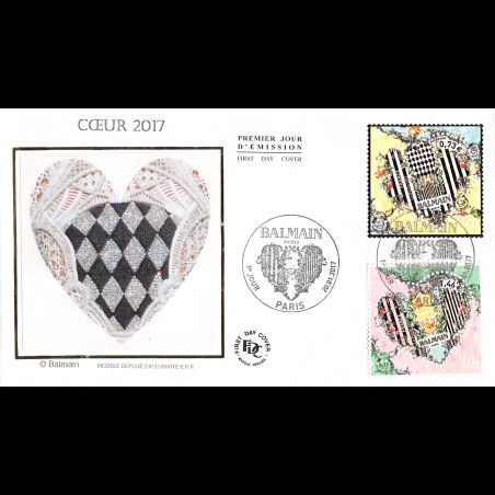 FDC soie - Coeurs Balmain - oblit 20/1/2017 Paris