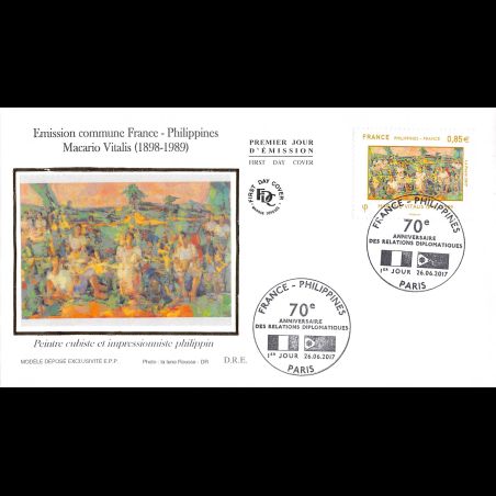 FDC soie - France Philippines (2 env) - oblit 26/6/2017 Paris