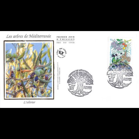 FDC soie - Euromed. Arbres de Méditerranée - 10/7/2017 Marseille