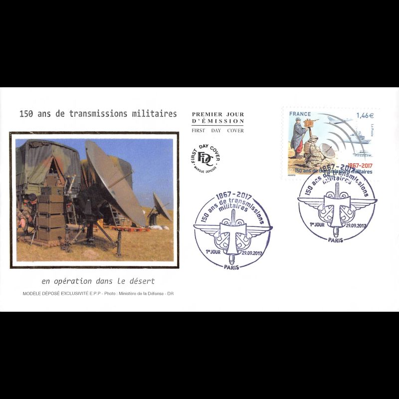 FDC soie - 150 ans de transmissions militaires - 29/9/2017 Paris