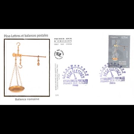 FDC soie - Pèse-lettres et balances postales (6 env) - 11/11/2017 Paris