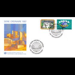 ONU Vienne - 1987 - 73 / 74 - Centre Intl de Vienne - Mappemonde, colombes…