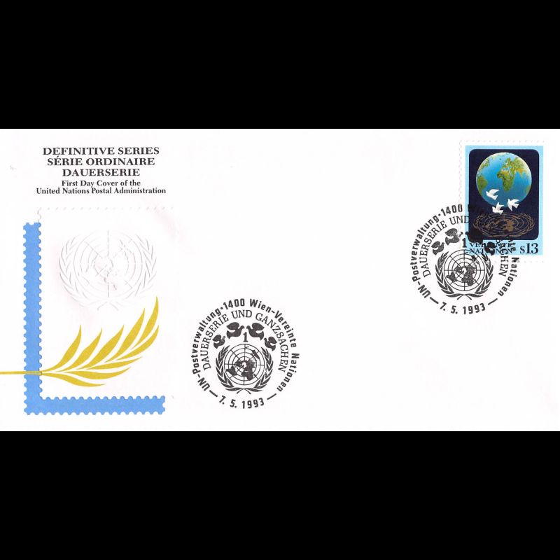 ONU Vienne - 1993 - 165 - Mappemonde, colombe, logo des Nations Unies