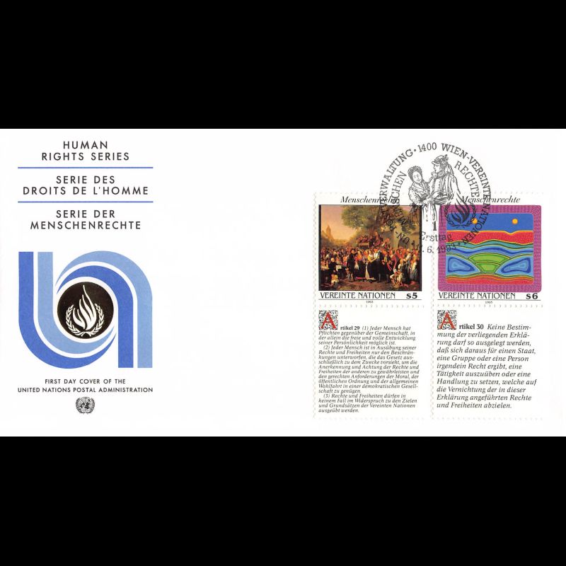 ONU Vienne - 1993 - 166 à 171 - Déclaration universelle droits de l'homme