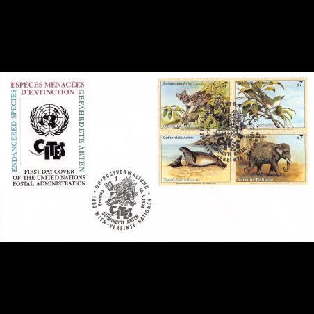 ONU Vienne - 1994 - 182 à 185 - Espèces animales menacées d'extinction