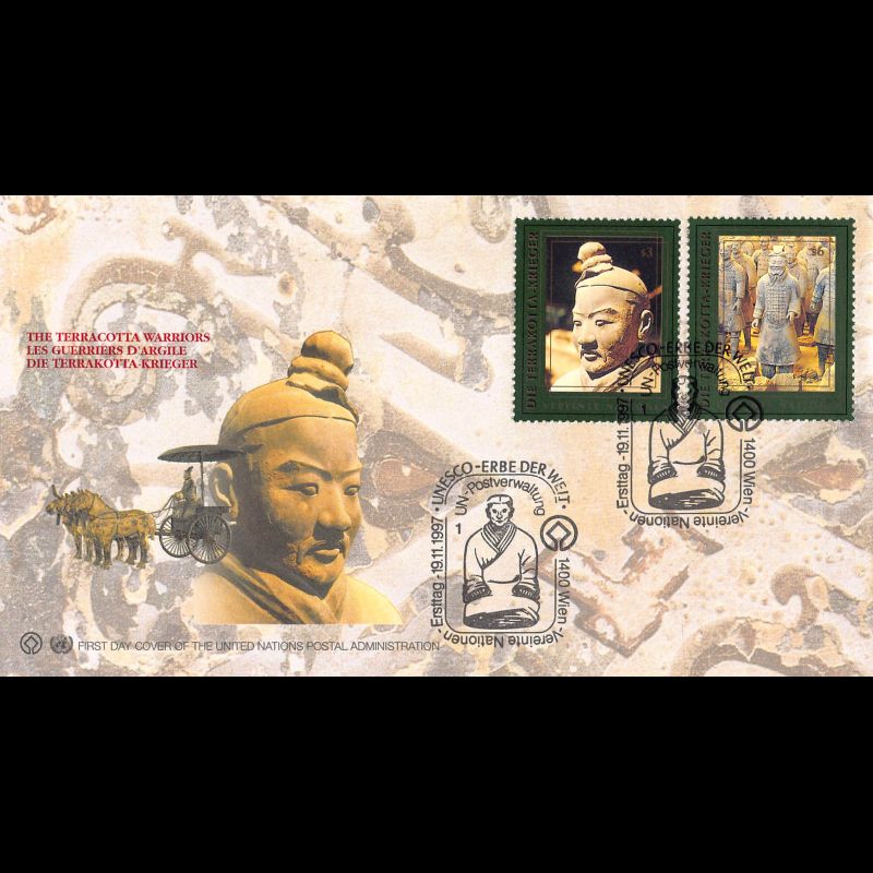 ONU Vienne - 1997 - 257 / 258 - Les guerriers d'argile. Mausolée du 1er empereur de Chine