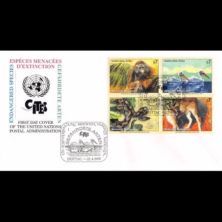 ONU Vienne - 1999 - 307 à 310 - Espaces animales menacées d'extinction