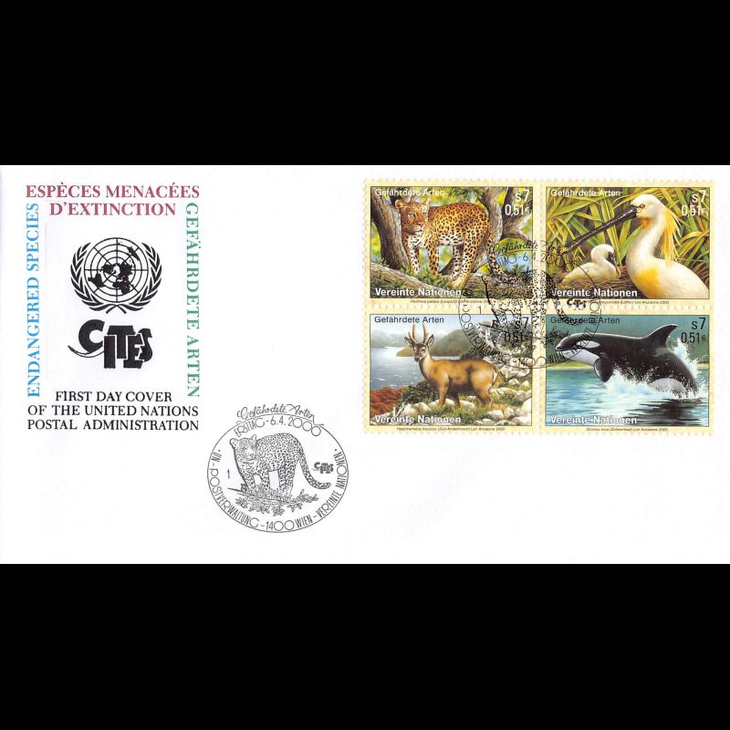 ONU Vienne - 2000 - 319 à 322 - Espèces animales menacées d'extinction