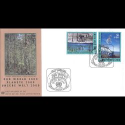ONU Vienne - 2000 - 323 / 324 - Planette 2000. Concours mondial de peinture