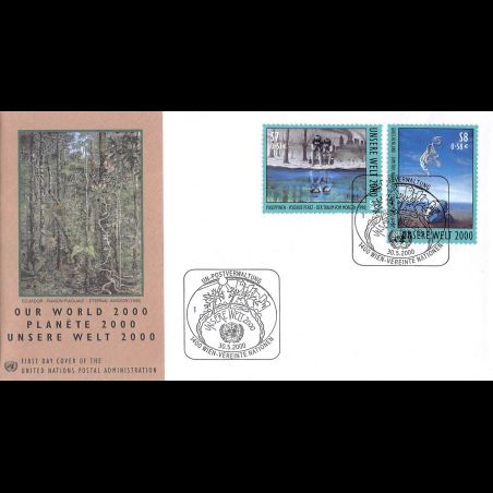 ONU Vienne - 2000 - 323 / 324 - Planette 2000. Concours mondial de peinture