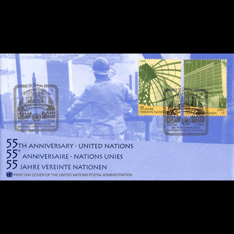 ONU Vienne - 2000 - 325 / 326 - 55e anniversaire de l'organisation des Nations Unies