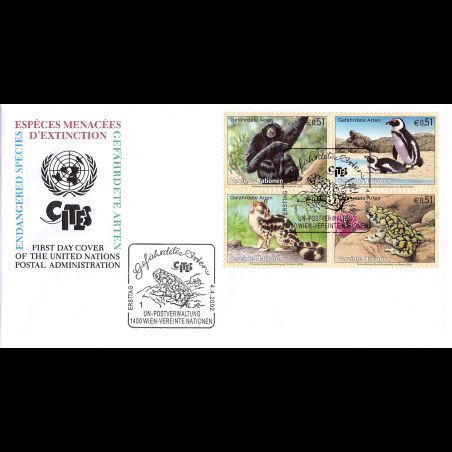 ONU Vienne - 2002 - 370 à 373 - Faune en voie de disparition