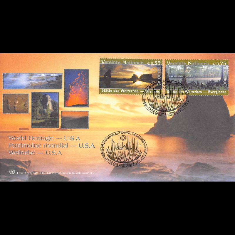ONU Vienne - 2003 - 410 / 411 - Patrimoine mondial. Etats-Unis