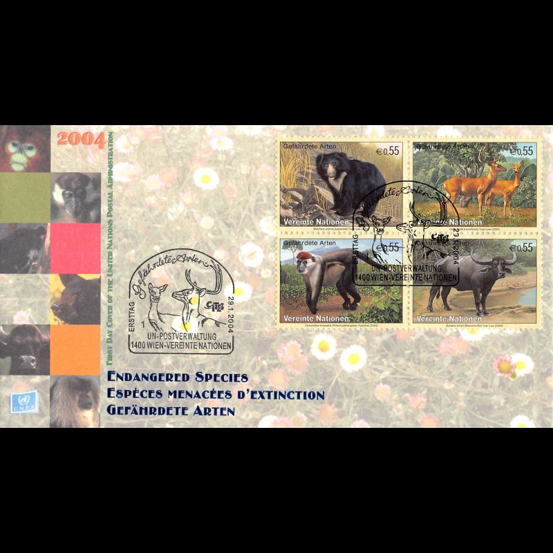 ONU Vienne - 2004 - 418 à 421 - Espèces animales menacées d'extinction
