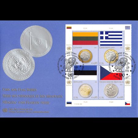 ONU Vienne - 2011 - 701 à 708 - Drapeaux et monnaies des états membres de l'ONU