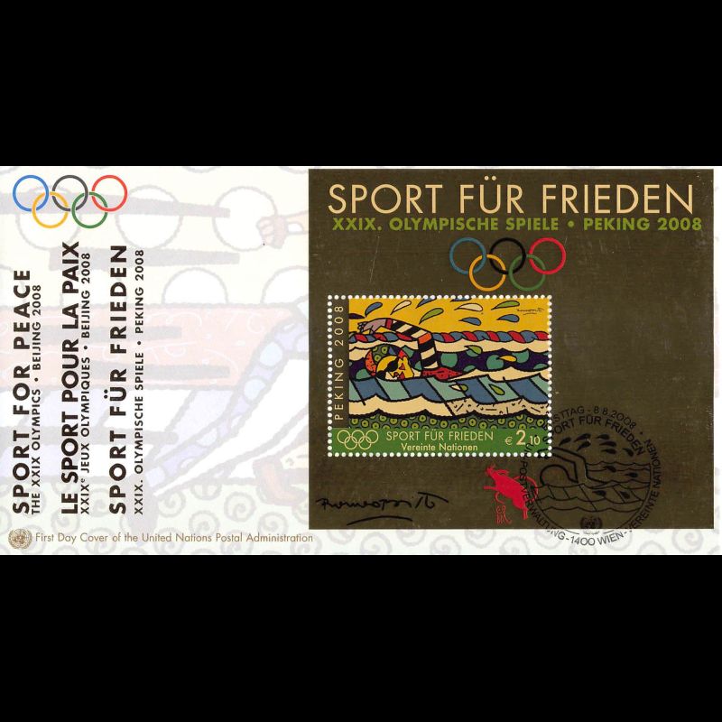 ONU Vienne - 2008 - BF 18 - Le sport pour la paix. JO d'été 2008 à Pékin