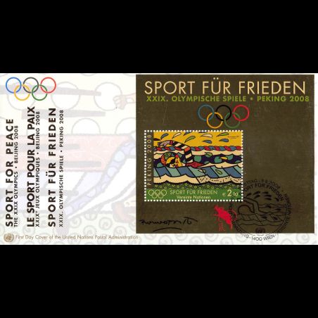 ONU Vienne - 2008 - BF 18 - Le sport pour la paix. JO d'été 2008 à Pékin