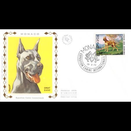 FDC soie - Exposition canine internationale 1972, oblit spéc PJ 29/3/72
