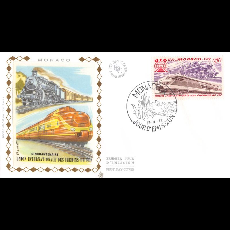 FDC soie - 50e Ann. de la fondation de l'U.I.C.F., oblit PJ 27/4/72