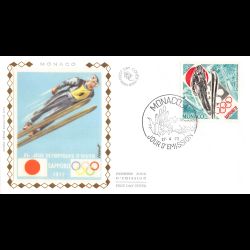 FDC soie - Jeux Olympiques d'hiver à Sapporo, oblit PJ 27/4/72