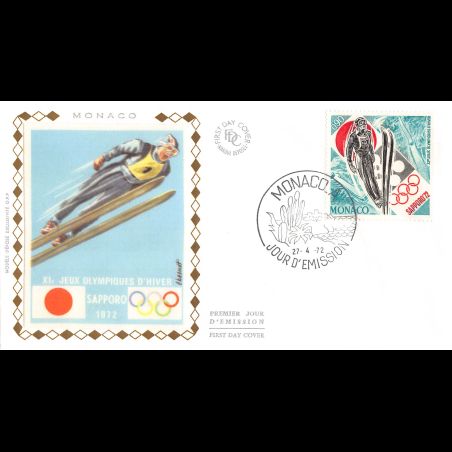 FDC soie - Jeux Olympiques d'hiver à Sapporo, oblit PJ 27/4/72