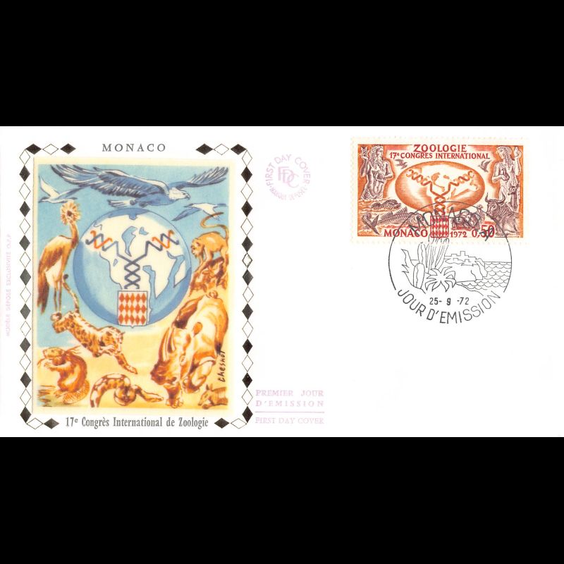 FDC soie - 17e Congrès internationale de Zoologie (2 env.), oblit PJ 25/9/72