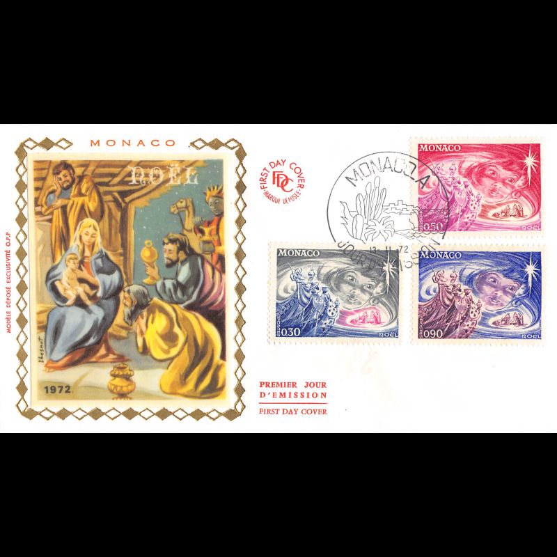 FDC soie - Émission de Noël, oblit PJ 13/11/72