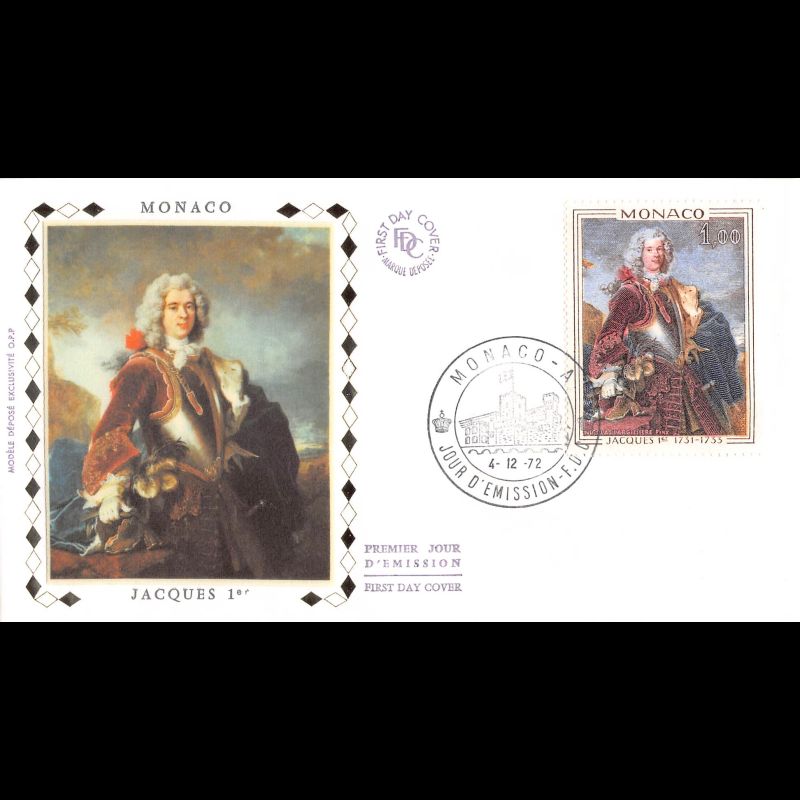 FDC soie - Tableau - Jacques 1er, oblit PJ 4/12/72