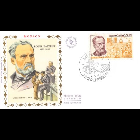 FDC soie - 150e Ann. de la naissance de Pasteur, oblit PJ 4/12/72