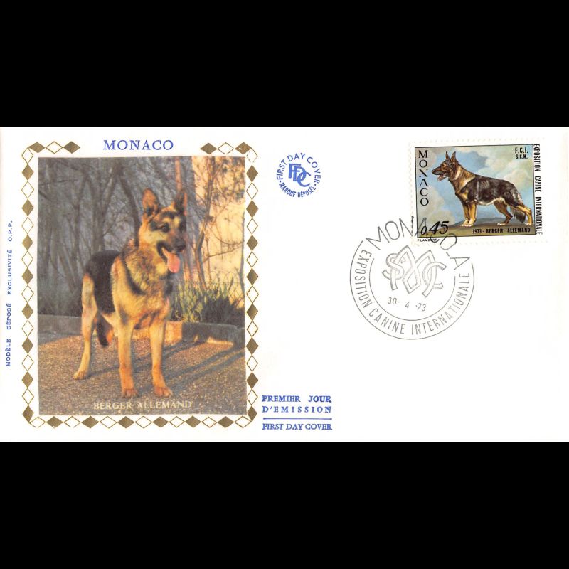 FDC soie - Exposition canine internationale, oblit PJ 30/4/73