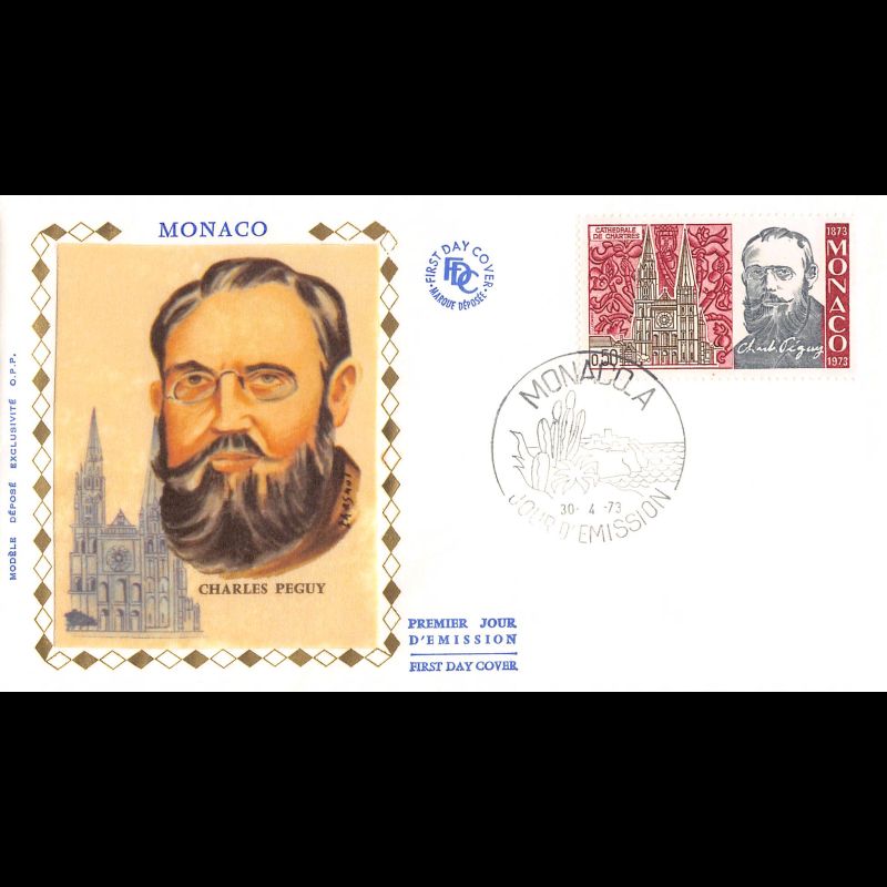 FDC soie - Centenaire de la naissance de Charles Péguy, oblit PJ 30/4/73