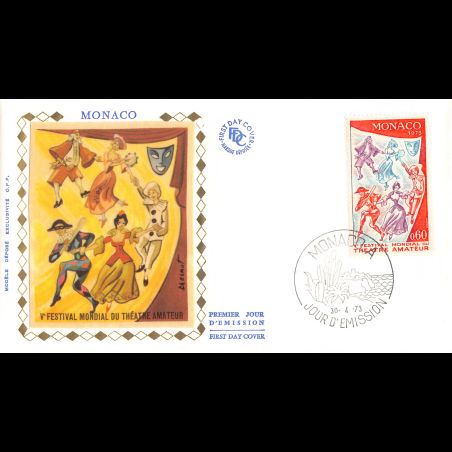 FDC soie - 5e Festival du théâtre amateur, oblit PJ 30/4/73