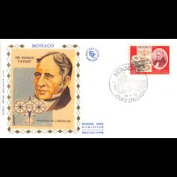 FDC soie - Sir George Cayley, inventeur de l'aéroplane, oblit PJ 30/4/73