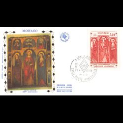 FDC soie - 25e Ann. de la Croix-Rouge Monégasque, oblit PJ 30/4/73