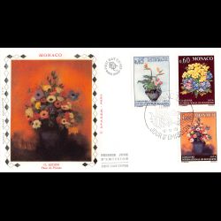 FDC soie - Bouquet de fleurs, oblit PJ 12/11/73