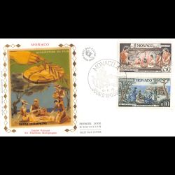 FDC soie - Les traditions folkloriques Monégasques (4 env), oblit PJ 12/11/73