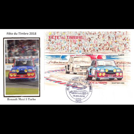 FDC soie - Fête du timbre - Renault maxi 5 Turbo - 10/3/2018 Paris