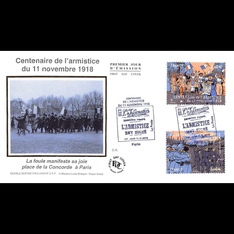 FDC soie - Centenaire de l'Armistice - 11/11/2018 Paris