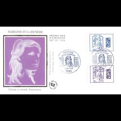 FDC soie - Marianne et la jeunesse. Datamatrix - oblit 4/9/15 Paris