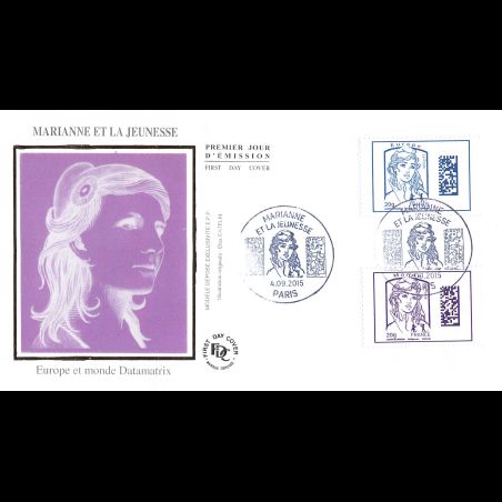 FDC soie - Marianne et la jeunesse. Datamatrix - oblit 4/9/15 Paris