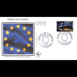 FDC soie - Conseil de l'europe, 60é anniv drapeau européen - 2/10/2015 Strasbourg