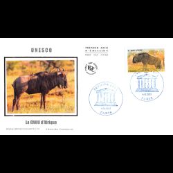 FDC soie - UNESCO - Gnou d'Afrique - oblit 6/11/15 Paris