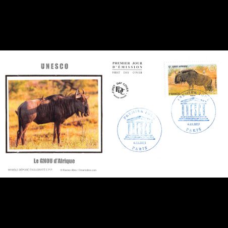 FDC soie - UNESCO - Gnou d'Afrique - oblit 6/11/15 Paris